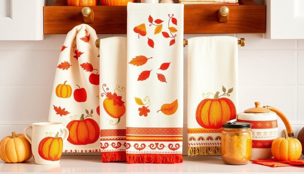 Image of fall kitchen towels and accessories