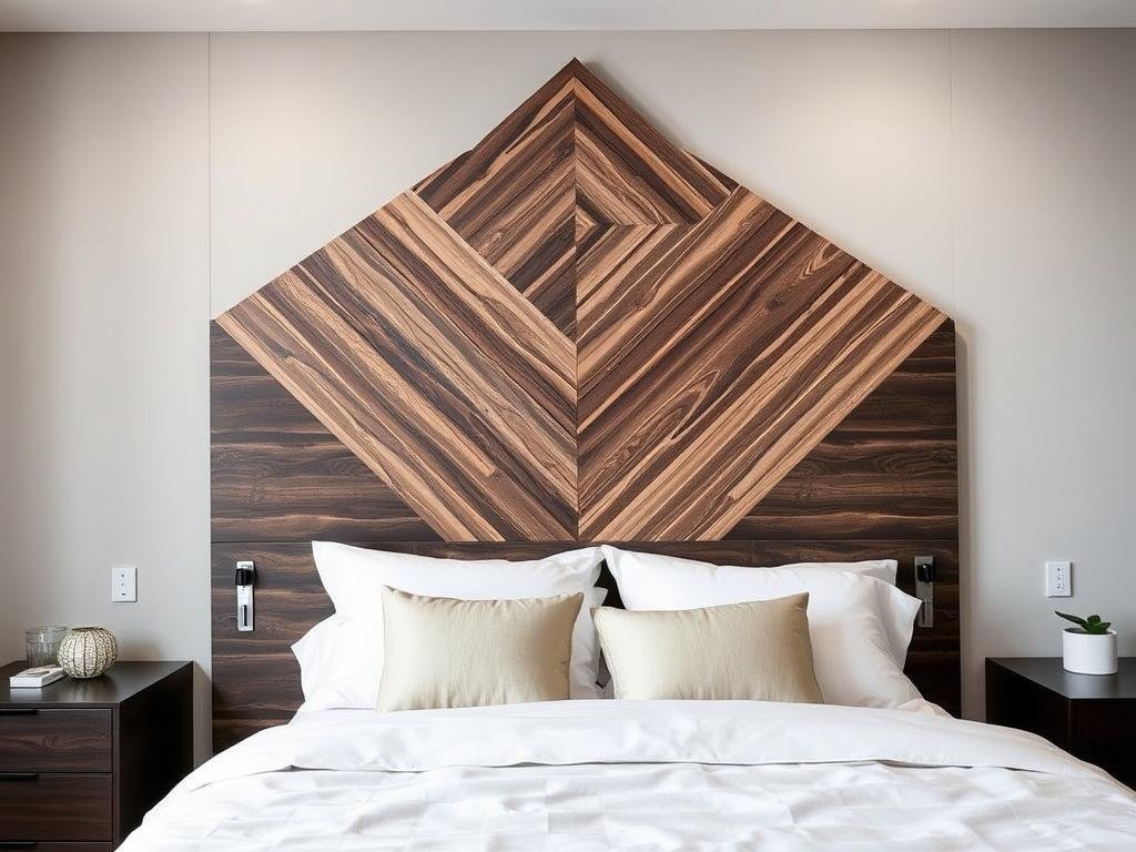 Modern geometric pattern wooden headboard